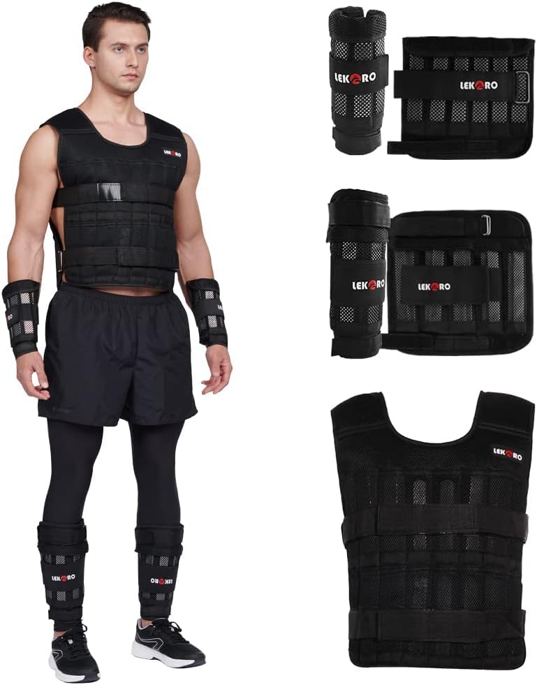 Adjustable 44LB Weighted Vest (Includes 96 Steel Plates Weights)