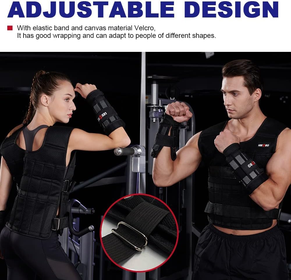 Adjustable 44LB Weighted Vest (Includes 96 Steel Plates Weights)