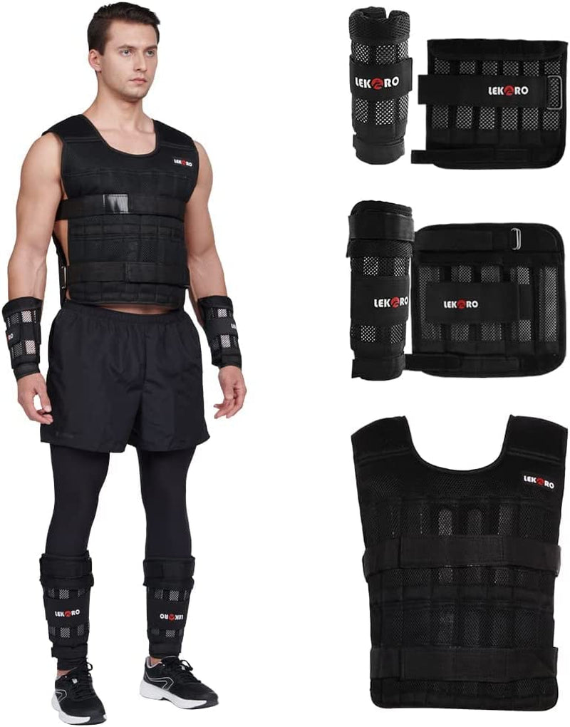 Adjustable 44LB Weighted Vest (Includes 96 Steel Plates Weights)