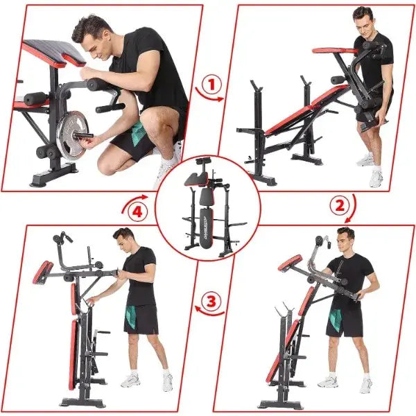 OPPSDECOR 600lbs 6 in 1 Weight Bench Set