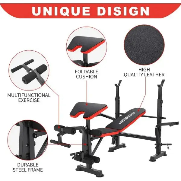 OPPSDECOR 600lbs 6 in 1 Weight Bench Set